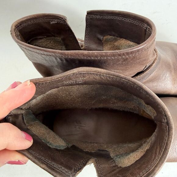 Frye Veronica Ankle Boots Women's 8 Brown Leather Pull-On Round Toe Buckle - Picture 9 of 10